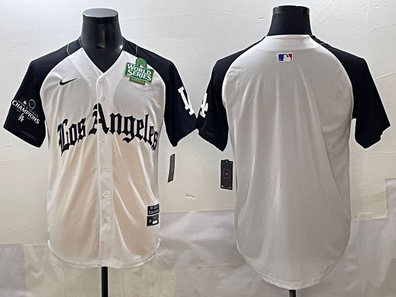 Men 2025 Los Angeles Dodgers Blank White black Five generations Joint Name Nike MLB Jersey style 114